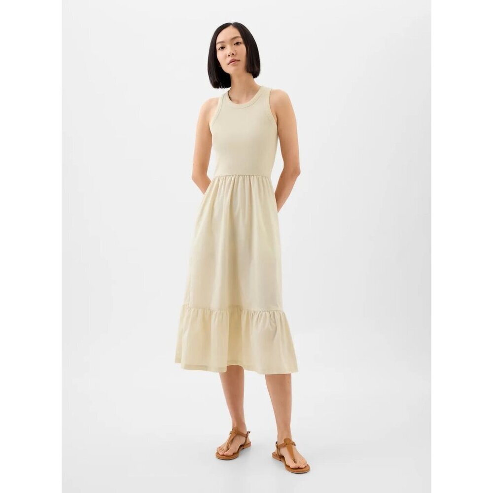 New! GAP Fit & Flare Racerback Midi Dress Size Medium 47852 - Picture 2 of 13